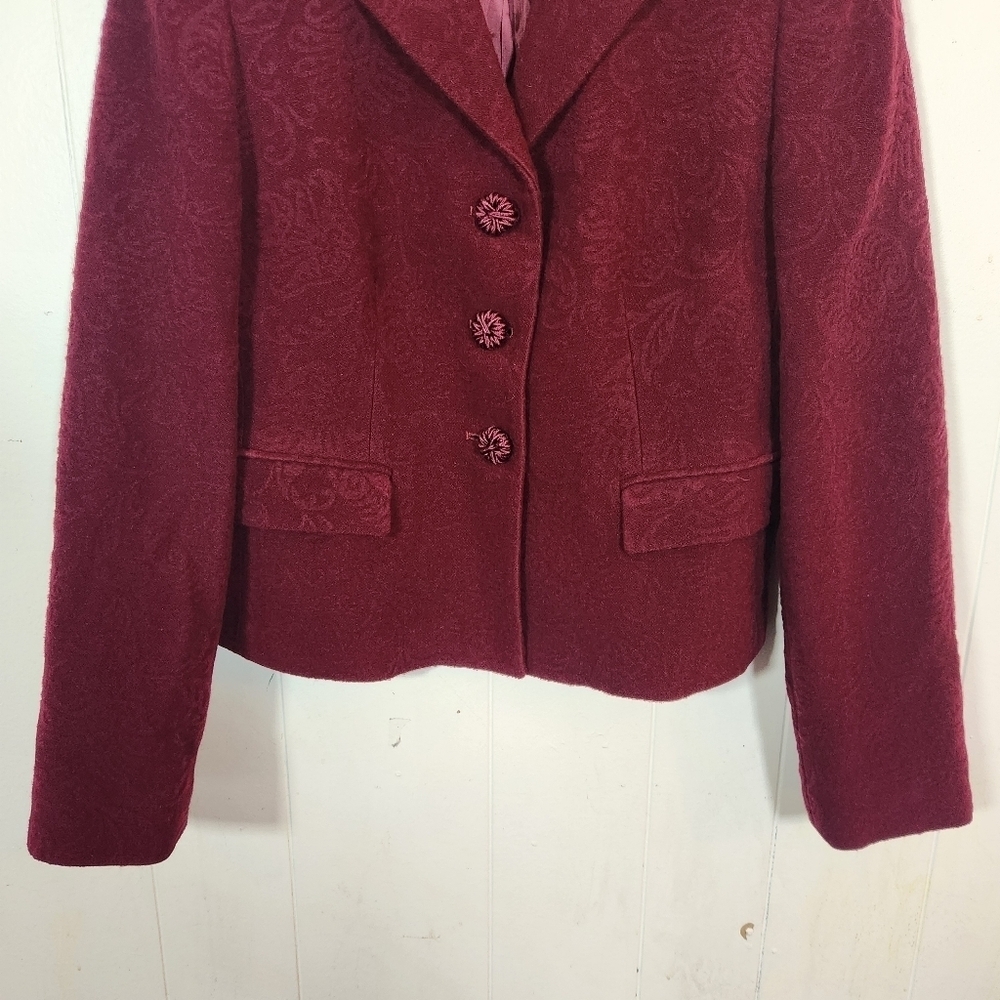 Talbots Collection Deep Red Textured Blazer Size … - image 4